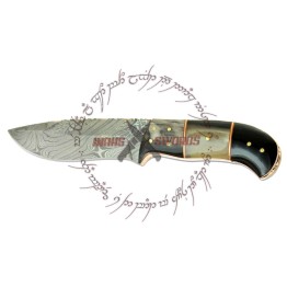 Rebel Wolf Damascus Handmade Knife With Leather Sheath